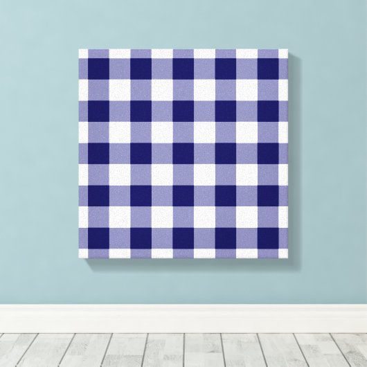 Navy and White Gingham Pattern Canvas Afdruk (Insitu (Houten vloer))