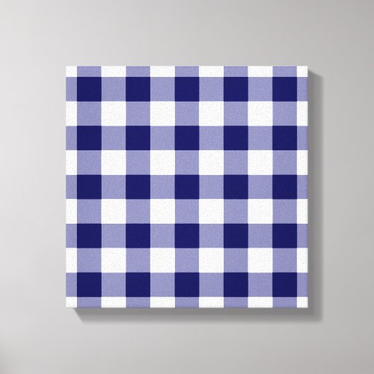 Navy and White Gingham Pattern Canvas Afdruk (Voorkant)