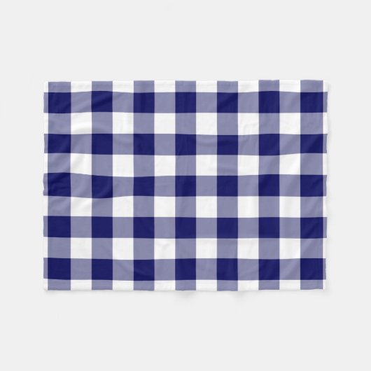Navy and White Gingham Pattern Fleece Deken (Voorkant (Horizontaal))