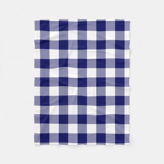 Navy and White Gingham Pattern Fleece Deken (Voorkant)