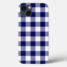 Navy and White Gingham Pattern iPhone 8/7 Hoesje
