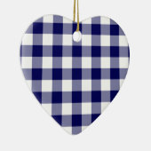 Navy and White Gingham Pattern Keramisch Ornament (Rechts)