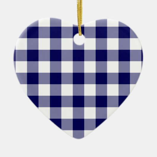 Navy and White Gingham Pattern Keramisch Ornament (Voorkant)