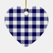 Navy and White Gingham Pattern Keramisch Ornament (Achterkant)