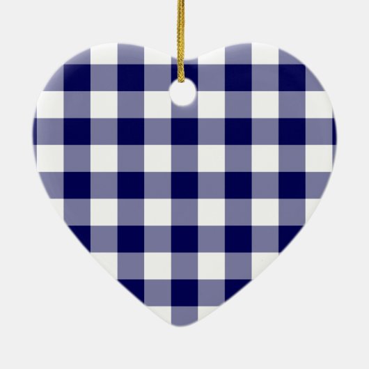 Navy and White Gingham Pattern Keramisch Ornament (Achterkant)