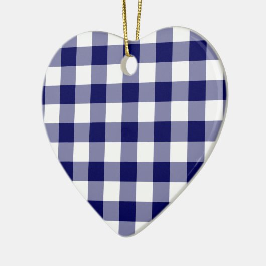 Navy and White Gingham Pattern Keramisch Ornament (Links)