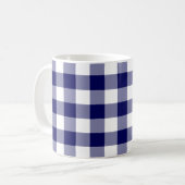 Navy and White Gingham Pattern Mok (Voorkant links)