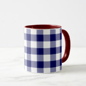 Navy and White Gingham Pattern Mok (Voorkant rechts)