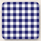 Navy and White Gingham Pattern Onderzetter (Voorkant)