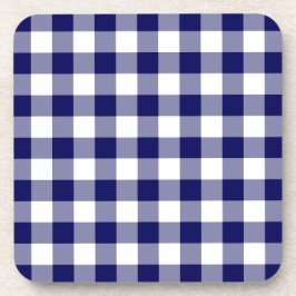 Navy and White Gingham Pattern Onderzetter