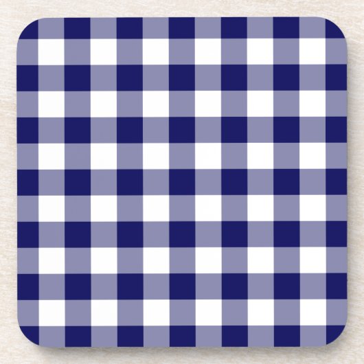 Navy and White Gingham Pattern Onderzetter (Voorkant)