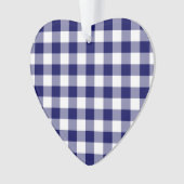 Navy and White Gingham Pattern Ornament (voorkant)