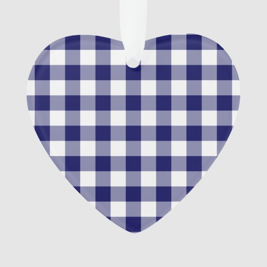Navy and White Gingham Pattern Ornament (voorkant)