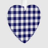 Navy and White Gingham Pattern Ornament (voorkant)
