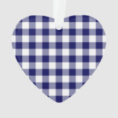 Navy and White Gingham Pattern Ornament (achterkant)