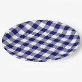 Navy and White Gingham Pattern Papieren Bordje (Gekanteld)