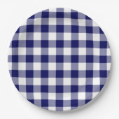 Navy and White Gingham Pattern Papieren Bordje (Voorkant)
