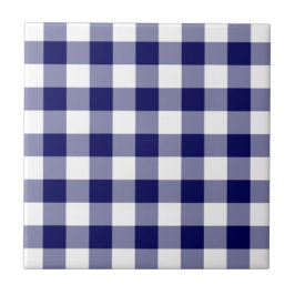 Navy and White Gingham Pattern Tegeltje