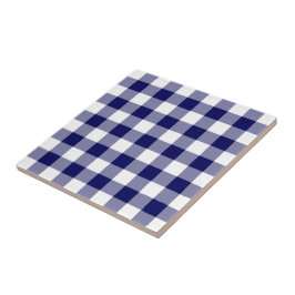 Navy and White Gingham Pattern Tegeltje