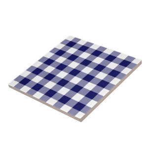 Navy and White Gingham Pattern Tegeltje