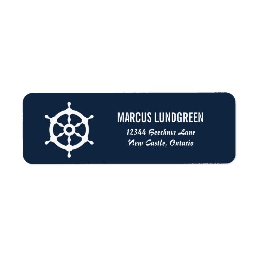 Navy and White Helm Nautical Return Address Label (Voorkant)