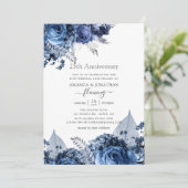 Navy and White met Silver Foil 25th Jubileum Kaart (Staand voorkant)