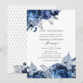 Navy and White met Silver Foil 25th Jubileum Kaart (Voorkant / Achterkant)