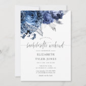 Navy and White met Silver Foil Bachelorette Party Kaart (Voorkant)