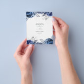 Navy and White met Silver Foil Floral Wedding Flyer (Hand)