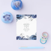 Navy and White met Silver Foil Floral Wedding Flyer (Enkel)