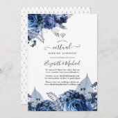 Navy and White met Silver Foil Virtual Wedding Kaart (Voorkant / Achterkant)
