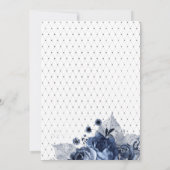 Navy and White met Silver Foil Wedding Update Kaart (Achterkant)