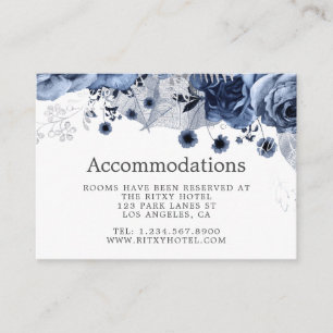Navy and White met Silver Wedding Accommodations Informatiekaartje