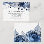 Navy and White met Silver Wedding Accommodations Informatiekaartje (Voorkant / Achterkant)