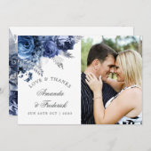 Navy and White met Silver Wedding Bedankt (Voorkant / Achterkant)