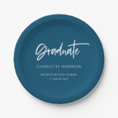 Navy and White Modern Script Graduation Party Papieren Bordje (Voorkant)