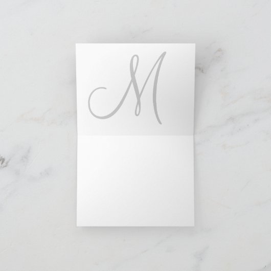 Navy and White Monogrammed - Hartelijk dank Bedankkaart (Binnen)