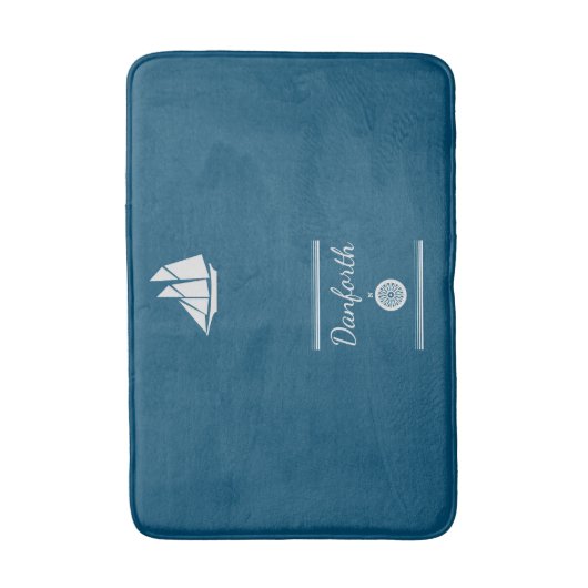 Navy and White Nautical Bath Mat (Voorkant Verticaal)