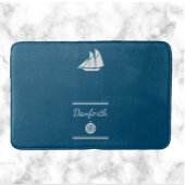 Navy and White Nautical Bath Mat