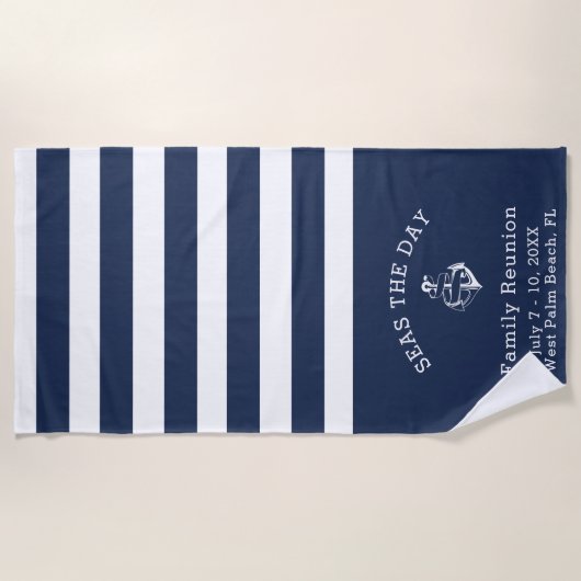 Navy and White - Ontwerp je eigen strandlaken (Voorkant)