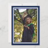 Navy and White Photo Graduation Party Kaart (Achterkant)