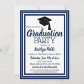 Navy and White Photo Graduation Party Kaart (Voorkant)