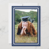 Navy and White Photo Graduation Party Kaart (Achterkant)