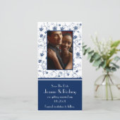 Navy and White Photo Save the Date (Staand voorkant)