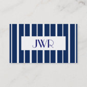 Navy and White Pinstripe Visitekaartje (Achterkant)