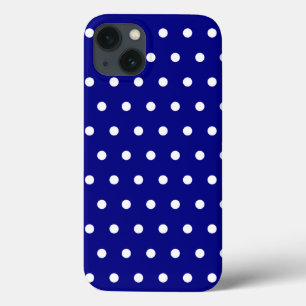 Navy and White Polka Dots iPhone 13 Hoesje