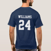 Navy and White School Spirit Custom Football Team T-shirt (Achterkant)