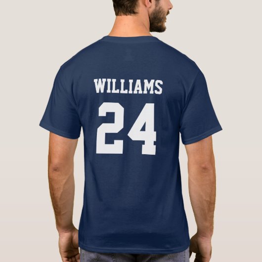 Navy and White School Spirit Custom Football Team T-shirt (Achterkant)