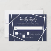 Navy and White Simple Geometric Wedding RSVP (Voorkant)