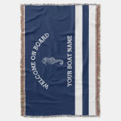 Navy and White Stripe gepersonaliseerd | Naam vaar Deken (Voorkant Verticaal)